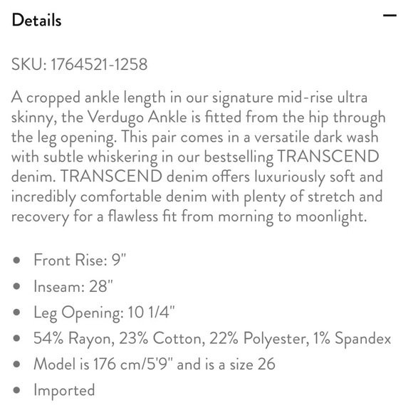 Paige Jeans Verdugo Ankle- Nottingham Size‎ 27 - Picture 9 of 9